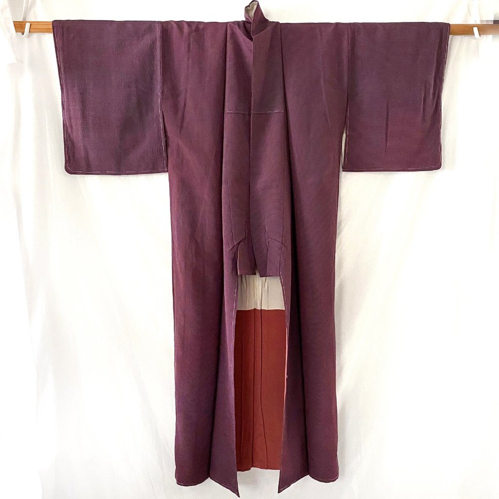Vintage Japanese Silk Kimono - Purple Tweed